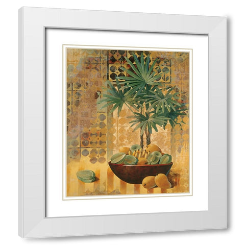 Potted Palm with Fruit I White Modern Wood Framed Art Print with Double Matting by Unknown