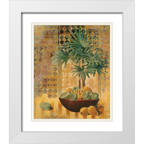 Potted Palm with Fruit I White Modern Wood Framed Art Print with Double Matting by Unknown