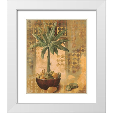 Potted Palm with Fruit II White Modern Wood Framed Art Print with Double Matting by Unknown