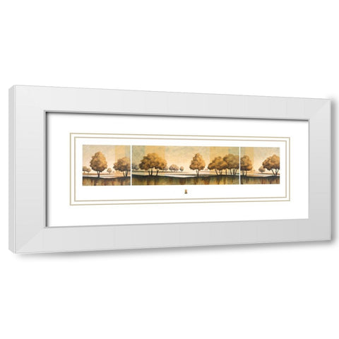 Golden Trees Tryp White Modern Wood Framed Art Print with Double Matting by Unknown