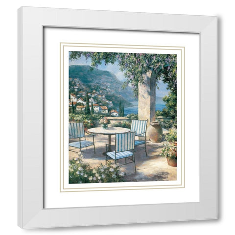 Toscany Patio White Modern Wood Framed Art Print with Double Matting by Unknown