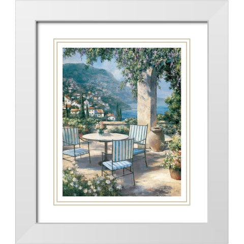 Toscany Patio White Modern Wood Framed Art Print with Double Matting by Unknown