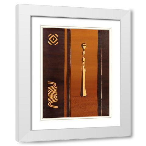 African Doll White Modern Wood Framed Art Print with Double Matting by Unknown