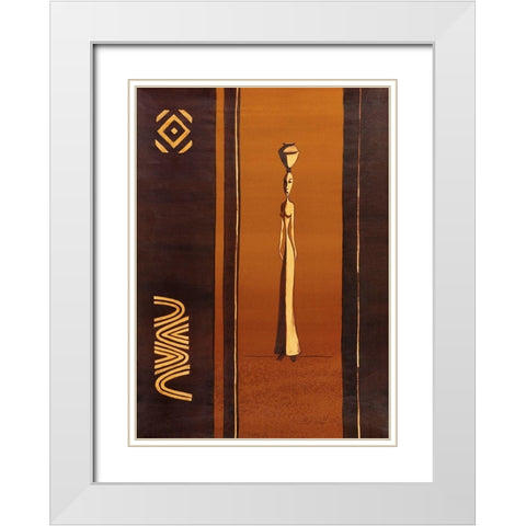 African Doll White Modern Wood Framed Art Print with Double Matting by Unknown