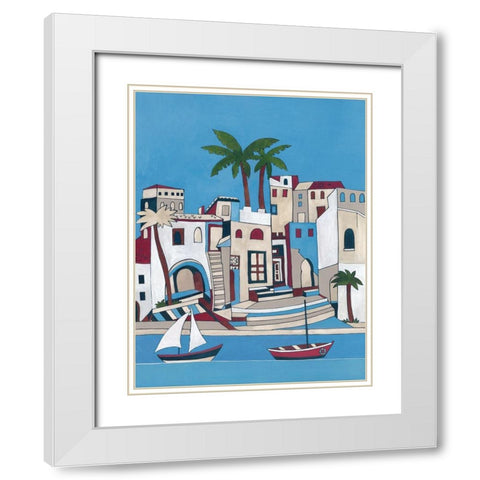 Seasise Village I White Modern Wood Framed Art Print with Double Matting by Unknown