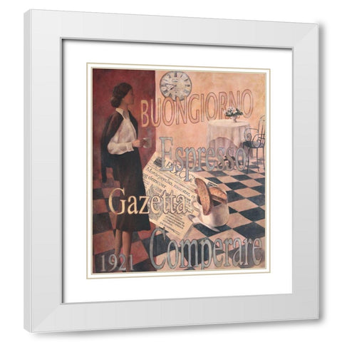 Buongiorno - 1921 White Modern Wood Framed Art Print with Double Matting by Unknown