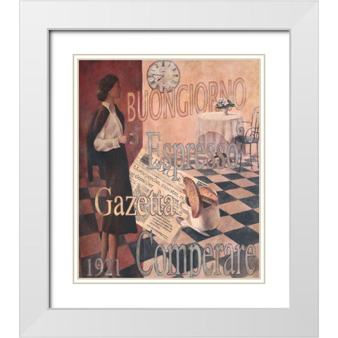 Buongiorno - 1921 White Modern Wood Framed Art Print with Double Matting by Unknown