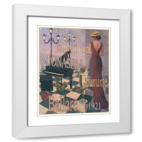 Buonasera - 1921 White Modern Wood Framed Art Print with Double Matting by Unknown
