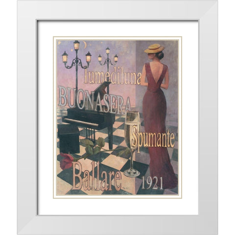Buonasera - 1921 White Modern Wood Framed Art Print with Double Matting by Unknown