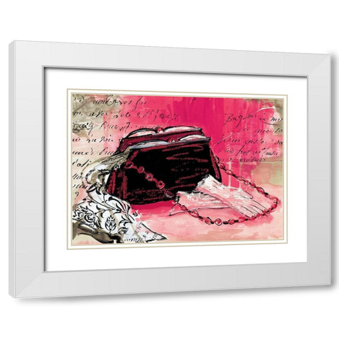 Purse and Gloves White Modern Wood Framed Art Print with Double Matting by Unknown