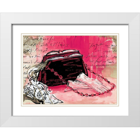 Purse and Gloves White Modern Wood Framed Art Print with Double Matting by Unknown