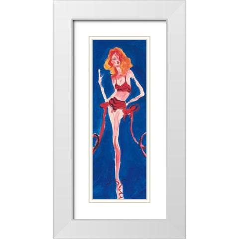Girly Girl Blue White Modern Wood Framed Art Print with Double Matting by Unknown