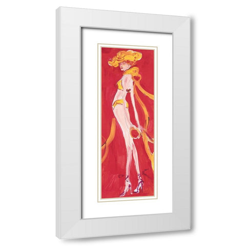 Girly Girl Yellow White Modern Wood Framed Art Print with Double Matting by Unknown