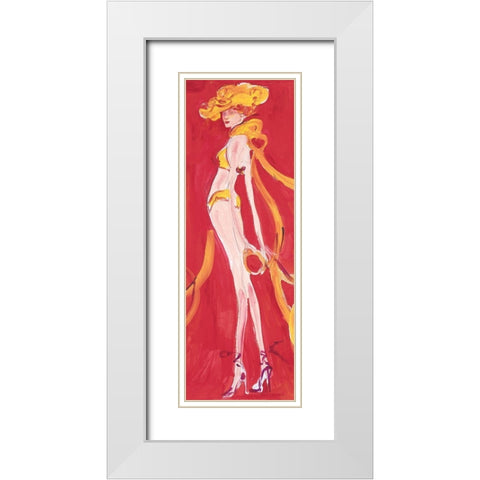 Girly Girl Yellow White Modern Wood Framed Art Print with Double Matting by Unknown
