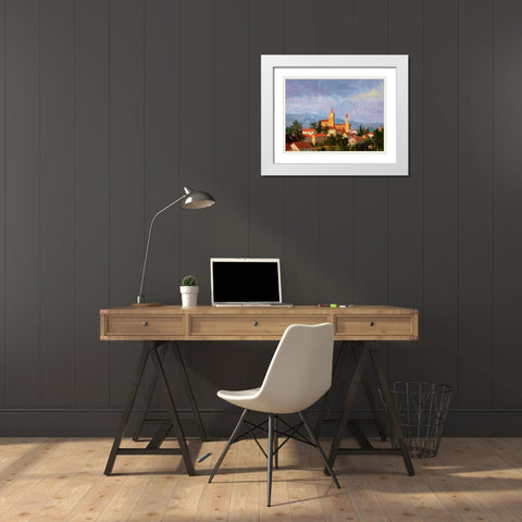 Villagio White Modern Wood Framed Art Print with Double Matting by Unknown