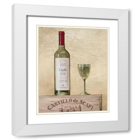 Wine I White Modern Wood Framed Art Print with Double Matting by Unknown