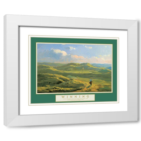 Winning - Golf on the Cliffs White Modern Wood Framed Art Print with Double Matting by Unknown