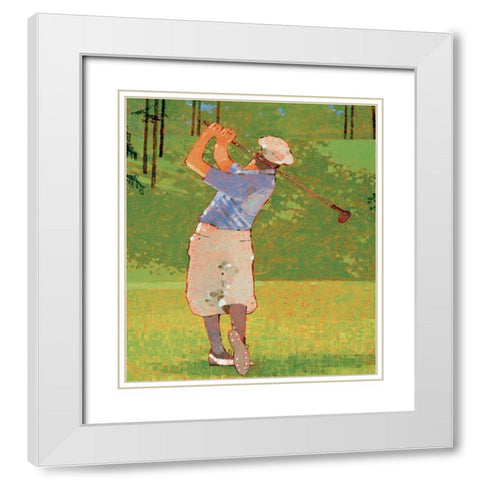 Golf - Drive White Modern Wood Framed Art Print with Double Matting by Unknown