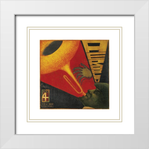Aerobleu IV White Modern Wood Framed Art Print with Double Matting by Unknown