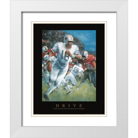 Drive - Football White Modern Wood Framed Art Print with Double Matting by Frontline