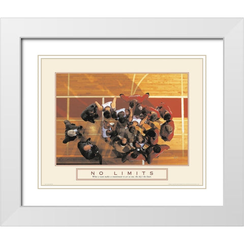 No Limits - Basketball White Modern Wood Framed Art Print with Double Matting by Unknown