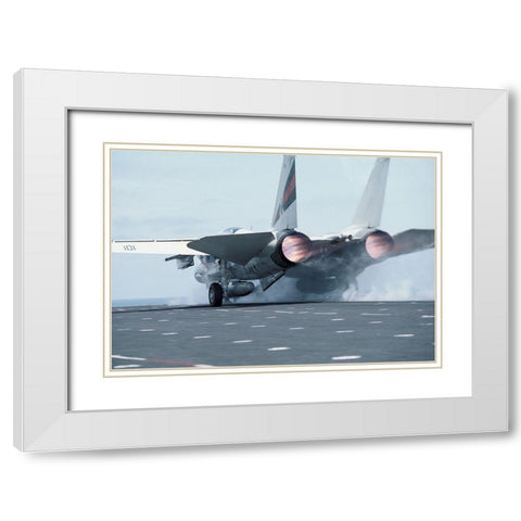 Jet Fighter White Modern Wood Framed Art Print with Double Matting by Unknown