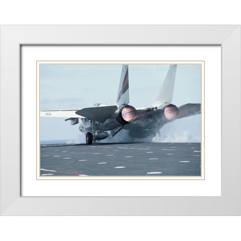 Jet Fighter White Modern Wood Framed Art Print with Double Matting by Unknown