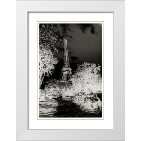 Tour Eiffel White Modern Wood Framed Art Print with Double Matting by Unknown