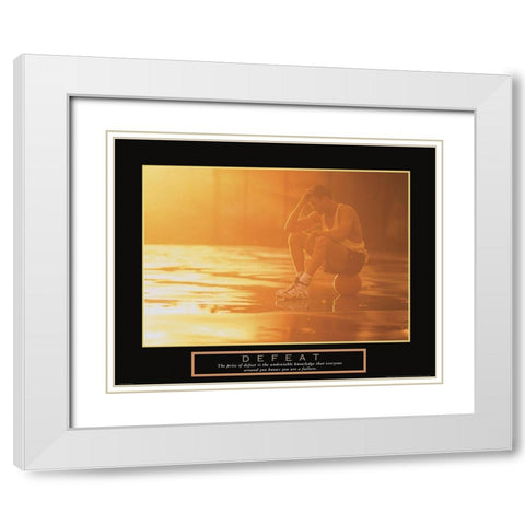 Defeat - Basketball White Modern Wood Framed Art Print with Double Matting by Frontline