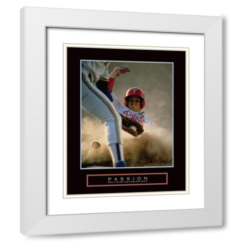 Passion - Baseball White Modern Wood Framed Art Print with Double Matting by Frontline