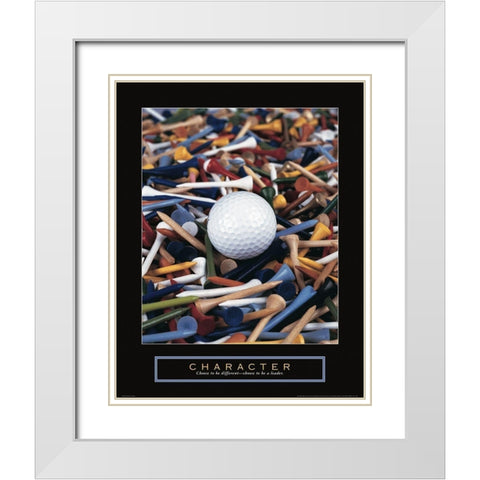 Character - Golf Tees White Modern Wood Framed Art Print with Double Matting by Frontline
