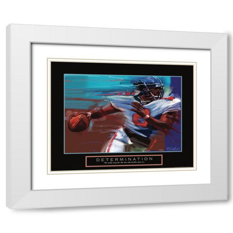Determination - Football White Modern Wood Framed Art Print with Double Matting by Frontline