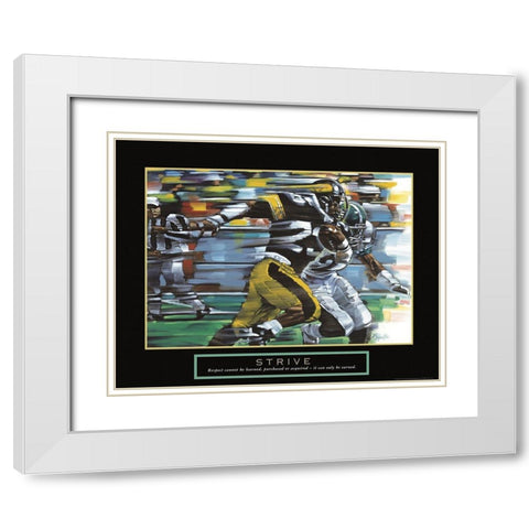 Strive - Football White Modern Wood Framed Art Print with Double Matting by Frontline