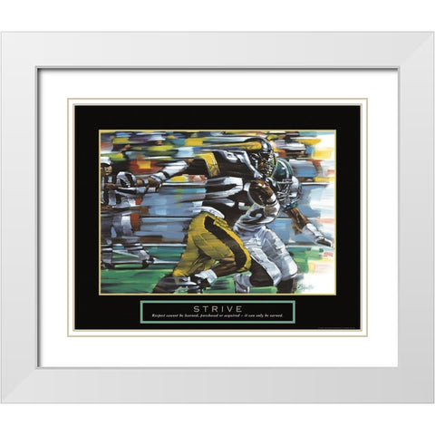 Strive - Football White Modern Wood Framed Art Print with Double Matting by Frontline