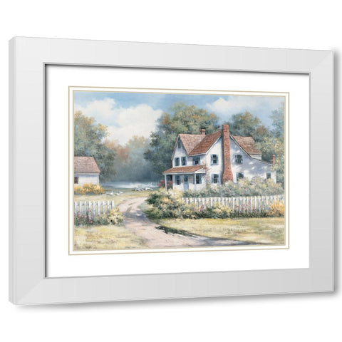 Farm House White Modern Wood Framed Art Print with Double Matting by Unknown