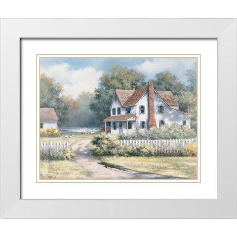 Farm House White Modern Wood Framed Art Print with Double Matting by Unknown