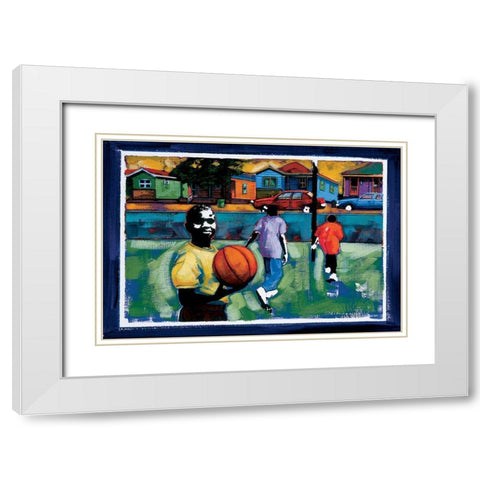 Pickup Basketball White Modern Wood Framed Art Print with Double Matting by Unknown