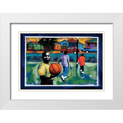 Pickup Basketball White Modern Wood Framed Art Print with Double Matting by Unknown