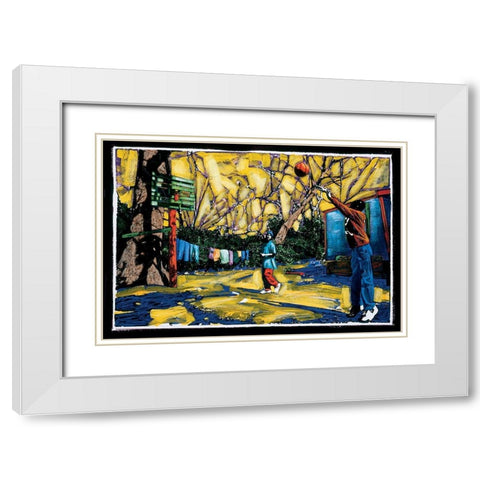 Hoops White Modern Wood Framed Art Print with Double Matting by Unknown