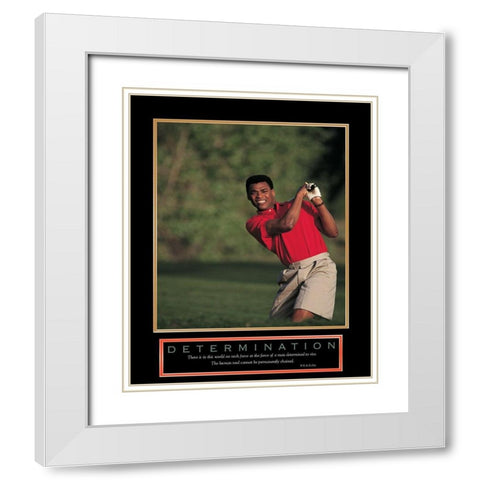 Determination - Golfer White Modern Wood Framed Art Print with Double Matting by Unknown