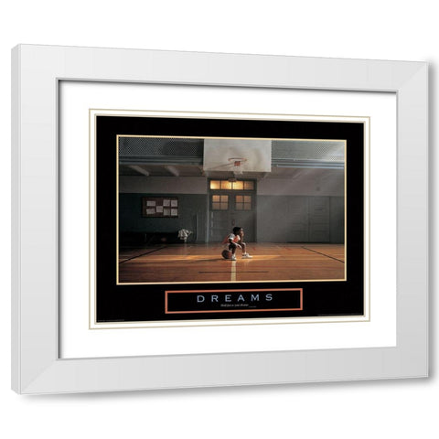Dreams - Basketball White Modern Wood Framed Art Print with Double Matting by Unknown