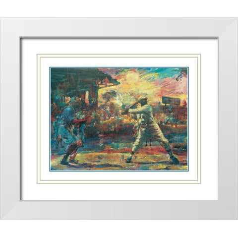 Swing Batter White Modern Wood Framed Art Print with Double Matting by Unknown