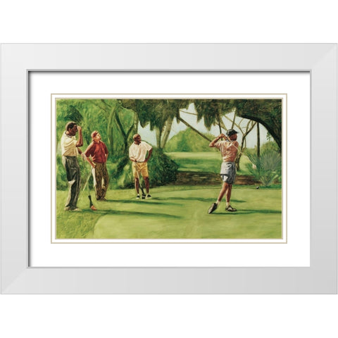 Young Tiger White Modern Wood Framed Art Print with Double Matting by Unknown