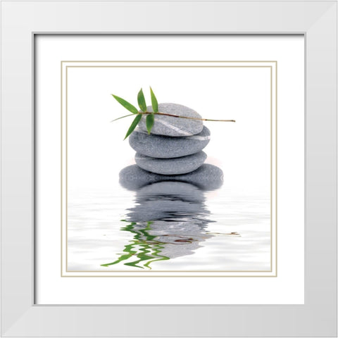 Aqua IV White Modern Wood Framed Art Print with Double Matting by BRAUN Studio