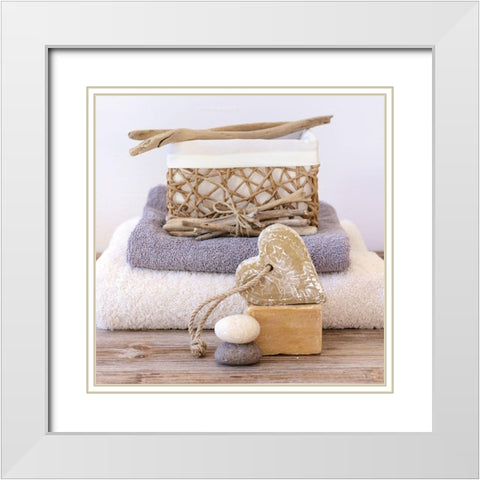 Love Spa White Modern Wood Framed Art Print with Double Matting by Chatelain, Sonia