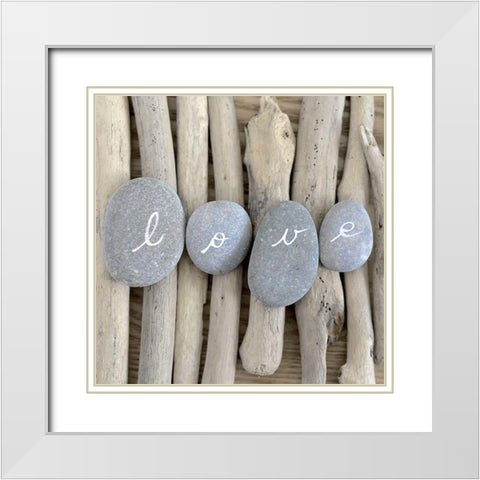 Love Galets White Modern Wood Framed Art Print with Double Matting by Chatelain, Sonia