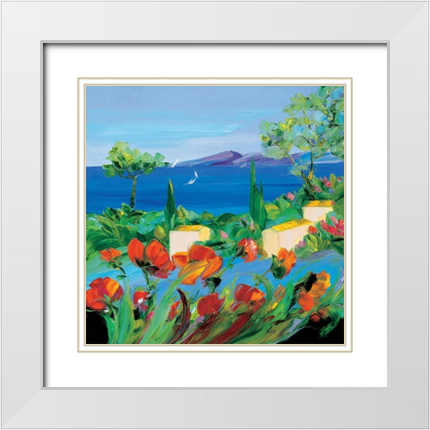 Jardin dAntibes White Modern Wood Framed Art Print with Double Matting by Vadon, Veronique