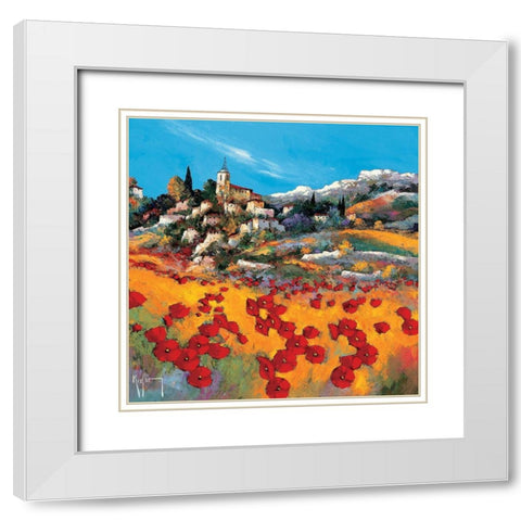 Le village White Modern Wood Framed Art Print with Double Matting by Keiflin, Roger