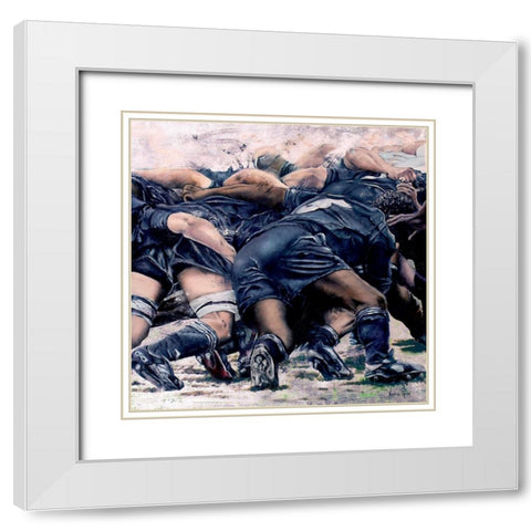 Melee All Black (detail) White Modern Wood Framed Art Print with Double Matting by Ruse, Nadine