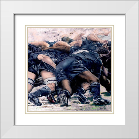 Melee All Black (detail) White Modern Wood Framed Art Print with Double Matting by Ruse, Nadine